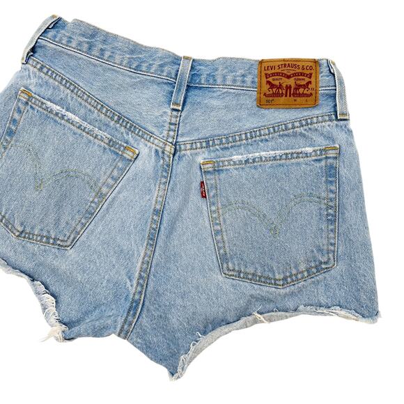 Levi's medium wash distressed denim shorts - Picture 3 of 5